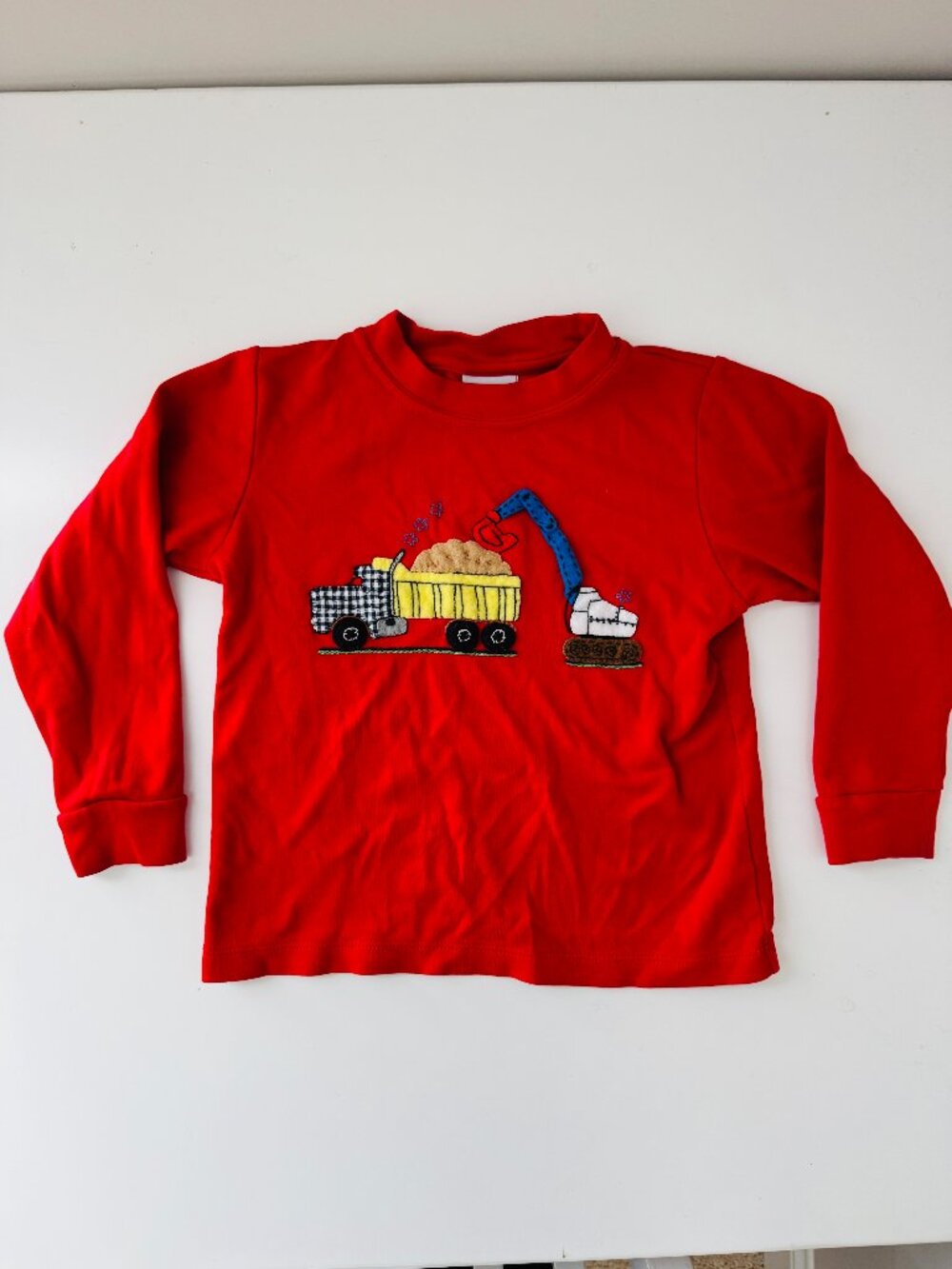 Squiggles by Charlie 3T Long Sleeve Tshirt Toddler Boy Red Embroidered Applique